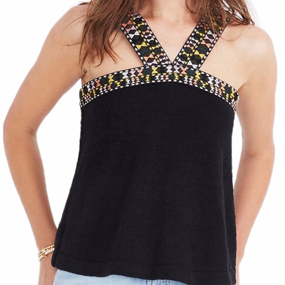 Madewell Tops - Madewell Embroidered Chunky Sweater Knit Tank Top